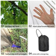 Camping Mosquito Net Compact Ultralight No-See-Um Breathable Mesh Bugnet Mosq…