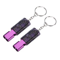 Bling Whistle, 2 Pcs&White Black Rhinestone/ Purple Whistle