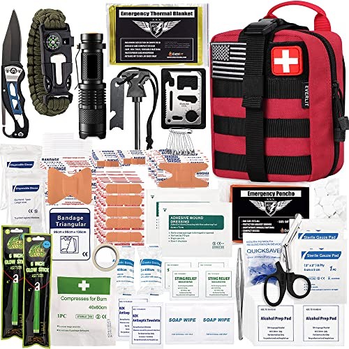 250 Pieces Survival First Aid Kit IFAK EMT Molle Pouch Survival Kit Outdoor Gear
