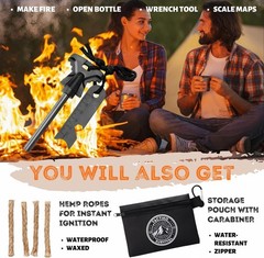 4″ Ferro Rod Fire Starter Kit Emergency Survival Kits Camping Hiking Hemp Rope