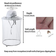Head Netting Mosquito Net Hat Beekeeper Bee Veil Hat Bug Face Cover Netted Fi…