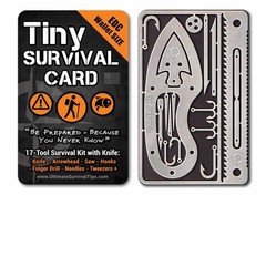 Tiny Survival Card – Fishing and Outdoor Wilderness Set silver