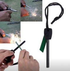 Fire Starter Kit Magnesium Shavings Ferro Rod 20 Waxed Ropes Camping Hiking