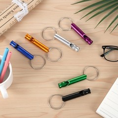 12 Pcs Aluminum Emergency Whistle with Key Chain for Outdoor Sports Hunting