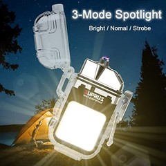 Waterproof 3 Modes of Flashlight Windproof Lighter Dual Arc Electric Black