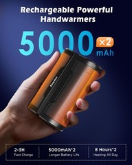 EasyAcc Hand Warmers Rechargeable 2 Pack, 9.35cm x 6.4cm x 3.1cm, Black-2 PCS