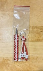 Red & White Nylon Paracord Keychain & Card Grabber/Roach clip.