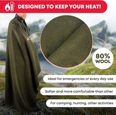 Ever Ready First Aid Olive Drab Green Warm Fire Retardant Blanket, 66″ X 90″