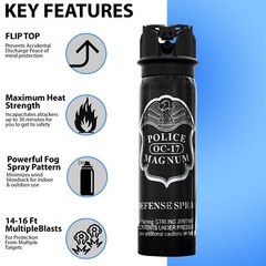 POLICE MAGNUM Pepper Spray 4 ounce Flip Top Fog Self Defense Security Protection
