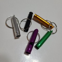 5 Pc. Aluminum Alloy Emergency Survival Whistle’s w/ keychain, Multiple Colors.