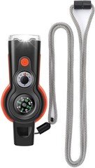 7-in-1 Emergency Survival Function Whistle, Outdoor Handheld, Black+Orange