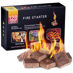 Natural Fire Starters BBQ Grill Fireplace Campfire Charcoal 128 Pcs Mini Square