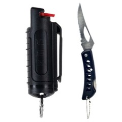 POLICE MAGNUM Pepper Spray Combo Pack 1/2oz Black Molded Pocket Knife Security