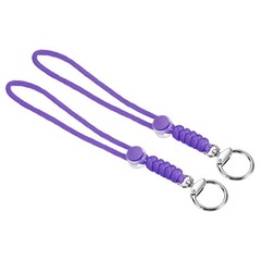 2pcs 9″ Paracord Lanyard with Clasp Wrist Cord Badge Holder Strap, Purple