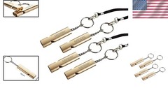 Super Loud Emergency Whistles – Aluminum Survival Whistle with Keychain, 4-Pack