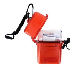 50-Piece First Aid Kit Stored in Waterproof Case with 5mm Carabineer & Lanyard
