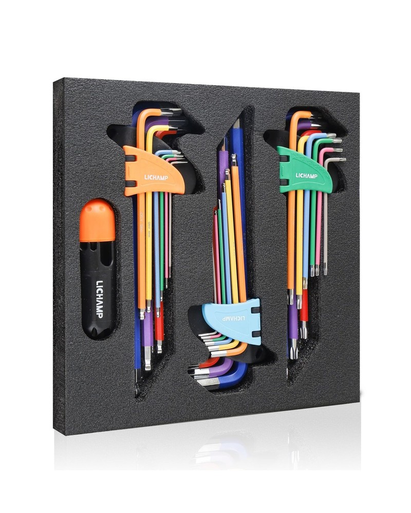 Lichamp 27-Piece Rainbow Allen Key Set, Torx SAE Metric Allen Wrenc… Fast Ship