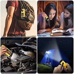 2-Pack Hand Crank Solar Powered Emergency LED Flashlight, Survival Yellow