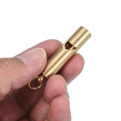 1pc Brass Survival Whistle: High Decibel Keychain for Outdoor Use with Necklace.