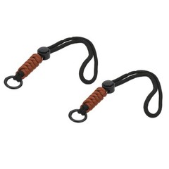 2 x Paracord Lanyard Keychain with Spring Ring Black Brown