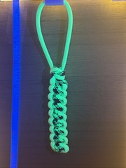6 In UV Reactive USA Made 550 Lb Paracord Knife/EDC Lanyard, Purple And Green.