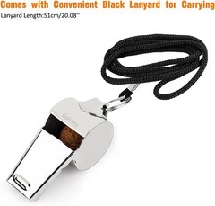 Metal Referee Coach Sports Whistle Extra Loud Whistle with Black Lanyard for Sch