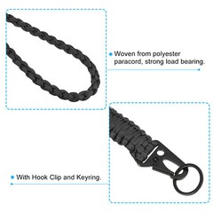 22″ Paracord Neck Lanyard Keychain Braided Strong Lanyard with Black