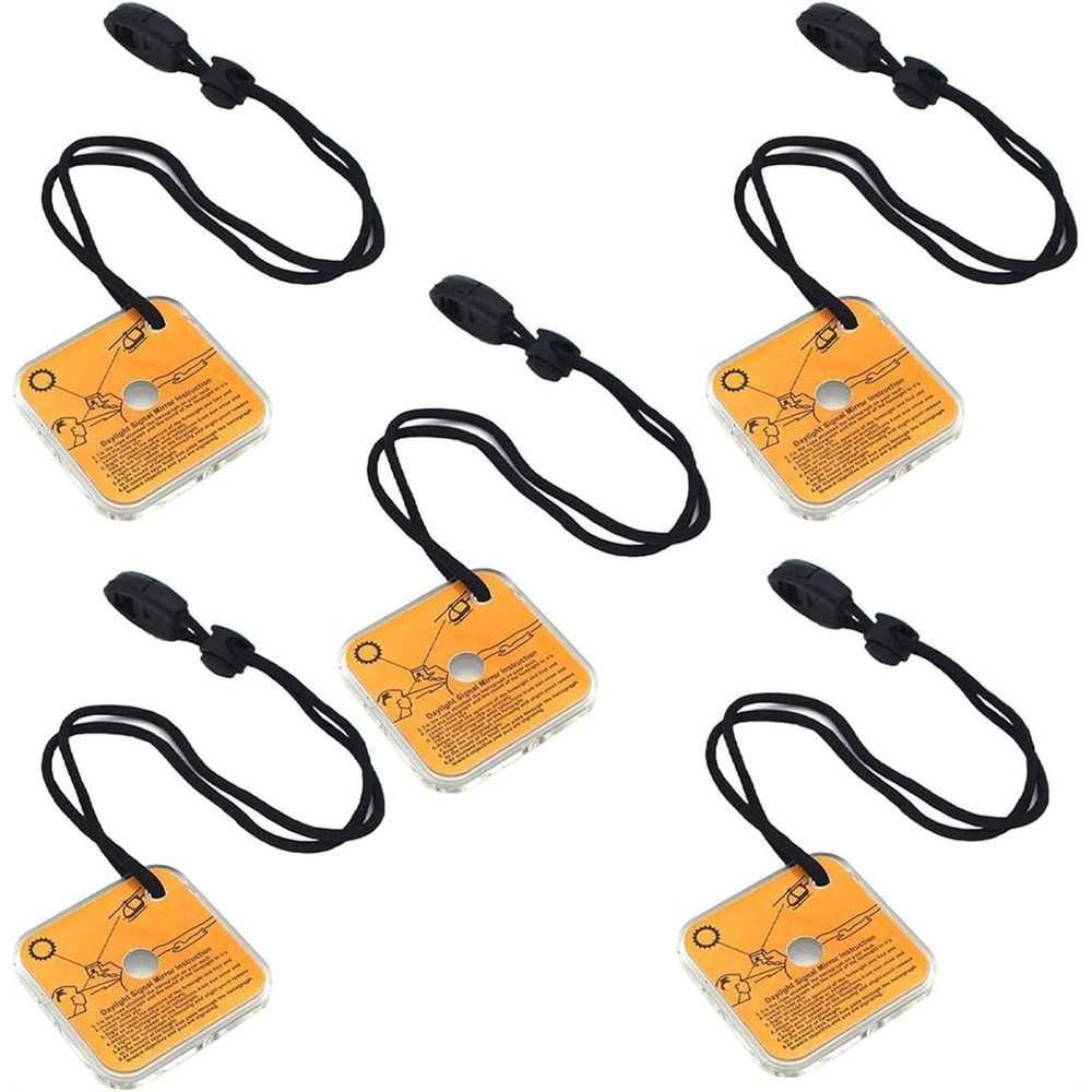 5 Pack Emergency Survival Signal Mirror, Multifunctional Outdoor Signal ST5506