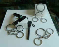 LOT OF 3 THREE OUTDOORS POCKET WIRE SAW WOOD CUTTERS-L FLINT STRIKER W/COMPASS!