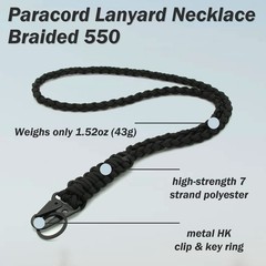 2 Pcs Heavy Duty Paracord Lanyard Braided Necklace Keychains Wrist Strap