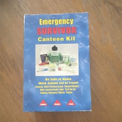 Emergency Survivor Canteen Survival Kit Blue w/ Water Filter, Knife, First Aid