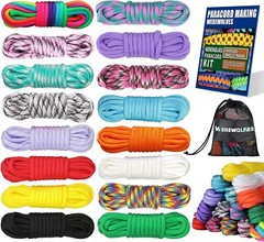 16 Colors Paracord Cord, 550 Paracord Bracelet Crafting Combo Kits with Instruct