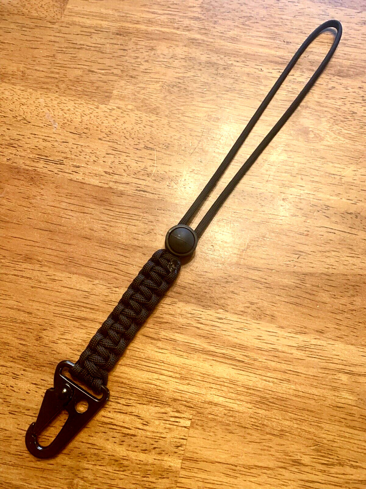 (2-Pack) 12” Black Adjustable Wrist Strap Lanyard HK Hook Carabiner 550 Paracord