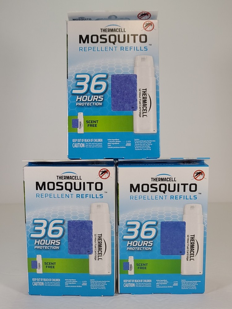 3x Thermacell Mosquito Repellent Refills w/ 36 Hour Protection 9 Mat 3 Cartridge