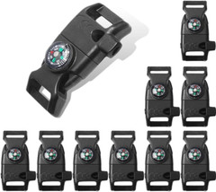 10pcs Black 5/8 Flint Scraper Fire Whistle Buckle for Paracord Bracelet
