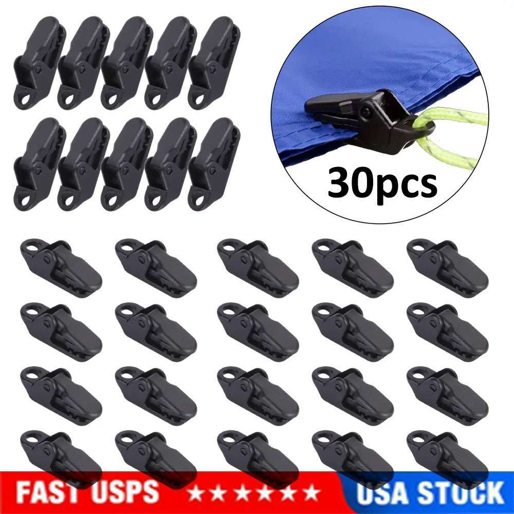 30Pcs Tarp Clips Locking Awning Clamp Snap Hangers Survival Emergency Heavy Duty