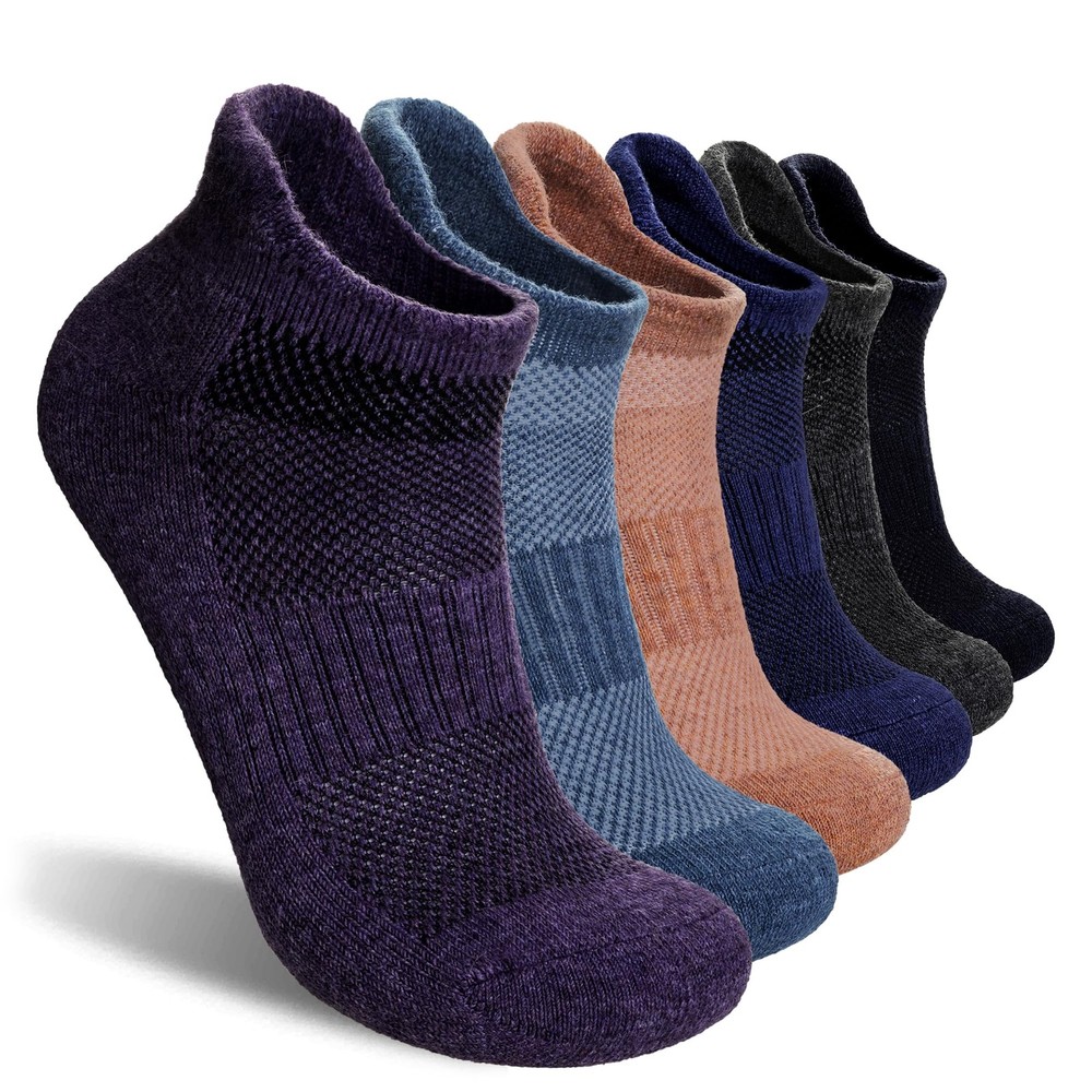 SeeyAN Merino Wool Ankle Hiking Socks For Men & Women No Large, Grey & Blue