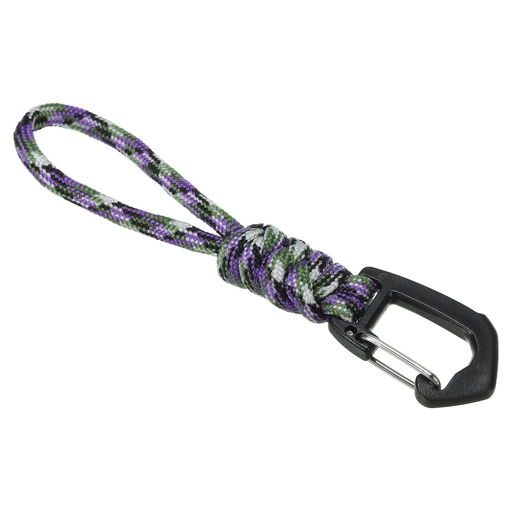 Badge Lanyard 4.7 Inch, Necklace Keychain Cord Metal Clasp Hook, Camo Purple