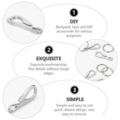 4 Pcs Key Chain Ring Hanging Buckles Hanger Buckle Stainless Steel Hook Clips