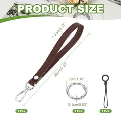 Wristlet Strap Keychain Wristlet Lanyard Hand Strap Replacement Coffee/Silver