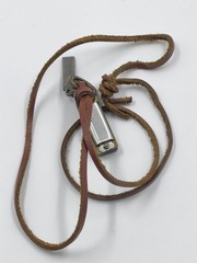Vintage Metal Whistle Leather Cord Necklace Outdoor Collectible Accessory Unisex