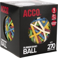 Acco Brand 72155 Rubber Band Ball, Approximately 270 3 1/4 In, Assorted