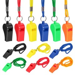 Plastic Whistles with Lanyard, 12 Pcs&6 Colors-Fitting for (Coaches/Referee)