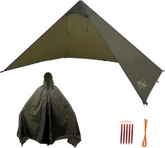 Onewind Lightweight Poncho Shelter, Solitary Shelter Cape Silnylon Emergency Sur