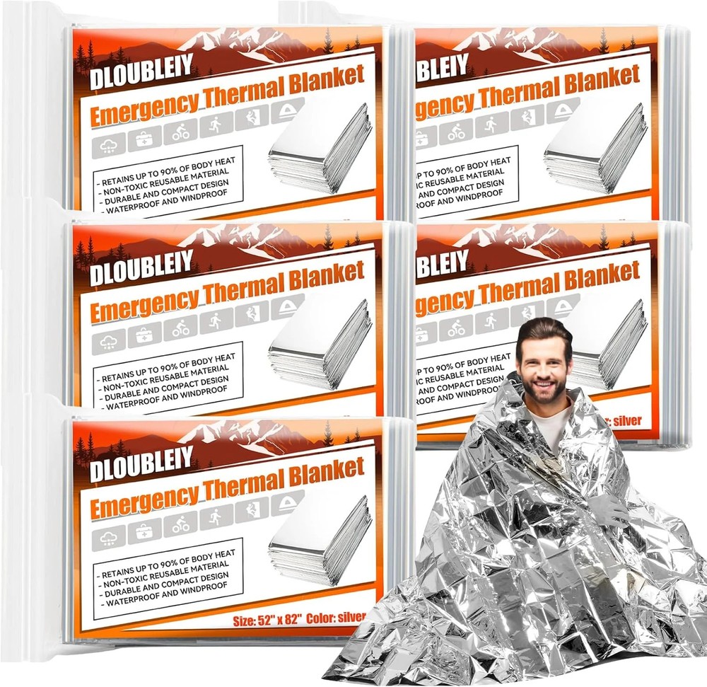 5-Pack Emergency Thermal Blankets, Heavy Duty Mylar Space Blanket with Ultimate