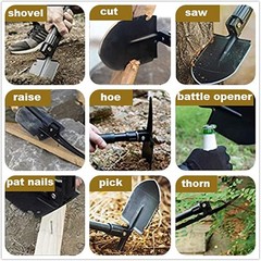 16in Portable Heavy Duty Alloy Steel Multi Tool Shovel Axe and Pickaxe