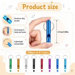200 Pcs Emergency Whistle with Keychain, Colorful Aluminum Survival Whistles …