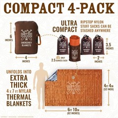Ultimate 4-Pack Thermal Mylar Emergency Blankets – Waterproof & Ultralight
