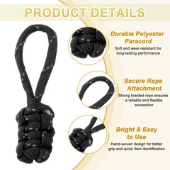 6Pack Reflective Paracord Zipper Pull 75mm Length for Backpacks Black