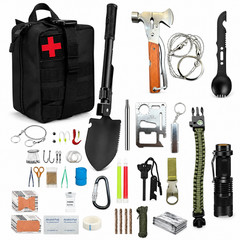 Emergency Survival First Aid Kit 15-in-1 Axe Folding Shovel Camping Hiking Gear